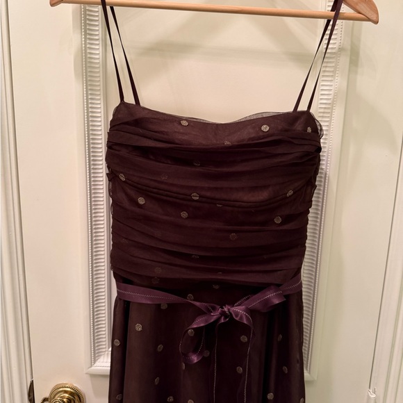 BCBG MAXAZRIA Y2K Brown Gold Tulle Strapless Dress Party Prom Cocktail Size M - Picture 4 of 8